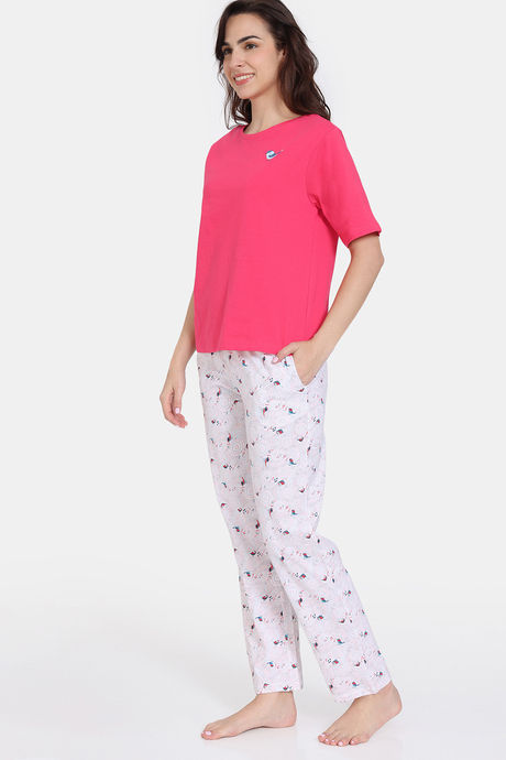 Zivame Tell A Tale Knit Cotton Pyjama Set - Bright White — image 3